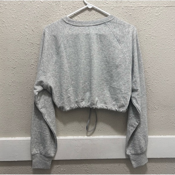 Bershka Grey Cropped Sweatshirt with Stopper Drawstring Waist "SF Cali" NWT M - Picture 4 of 6